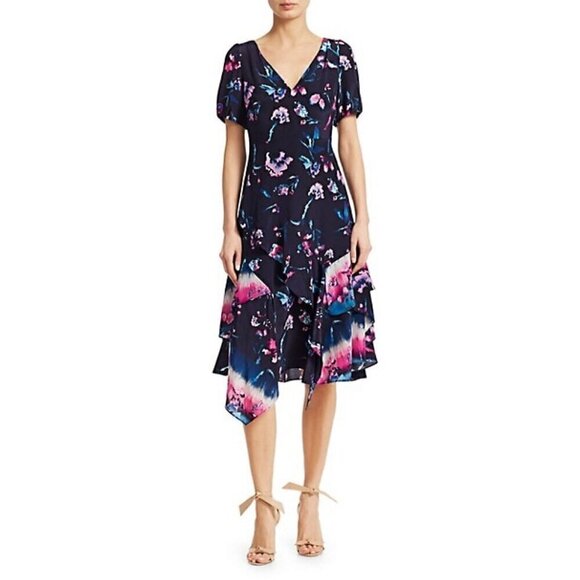 Tanya Taylor  Estrella Floral Ruffle Dress, Size 4, Blue multi, New with tag - Picture 1 of 16